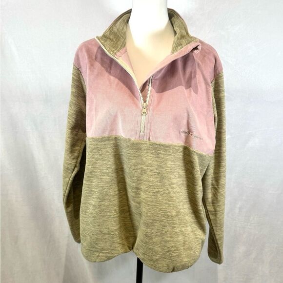 Simply Southern khaki and pink courdoroy and fleece pullover size large NWT - Picture 2 of 8